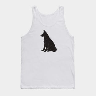 Black Silhouette Of German Shepherd Tank Top